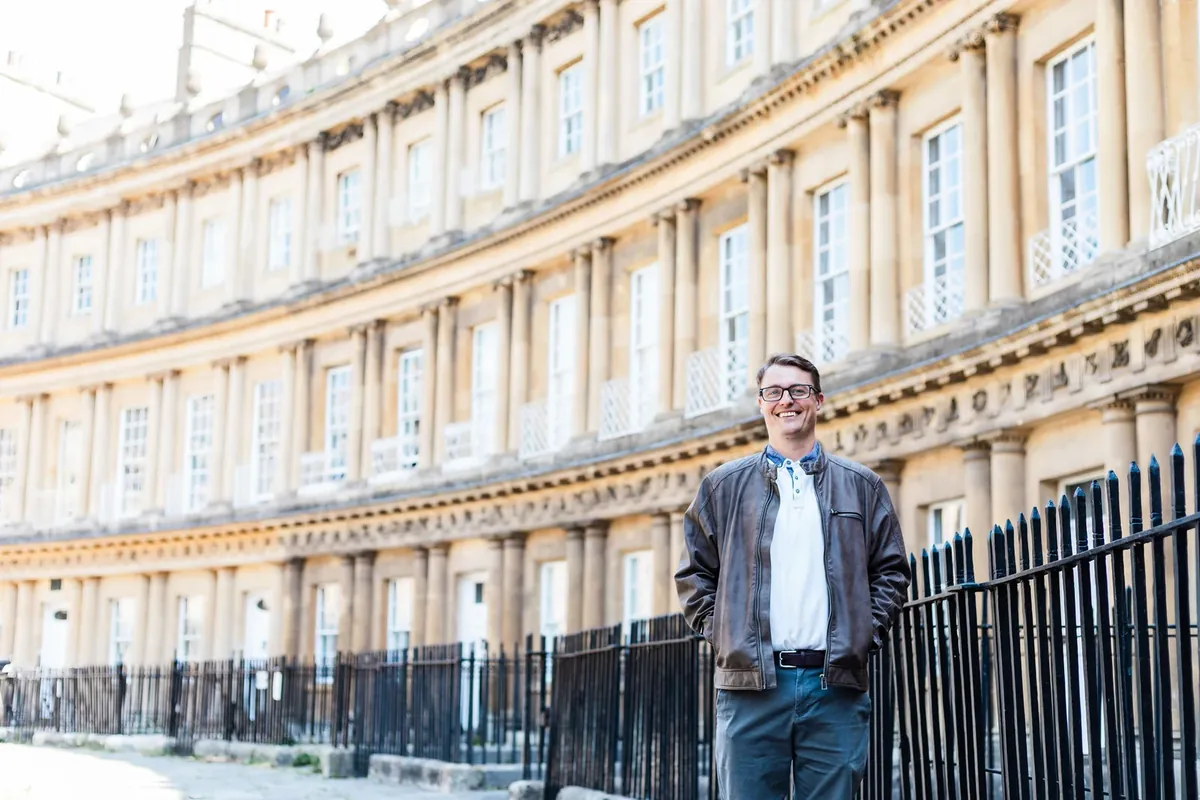 Paul Green outside the Royal Crescent in Bath